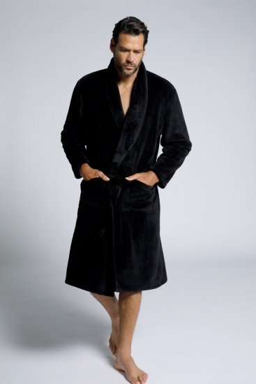 JP1880 Bathrobe with Spacious Patch Pockets Black - Roupa Interior & natação - Roupa interior Homem Tamanhos Grandes