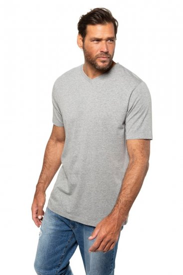 JP1880 702415 T-shirt de decote em V Cinzento mesclado - T-shirts - T-shirts Homem Tamanhos Grandes