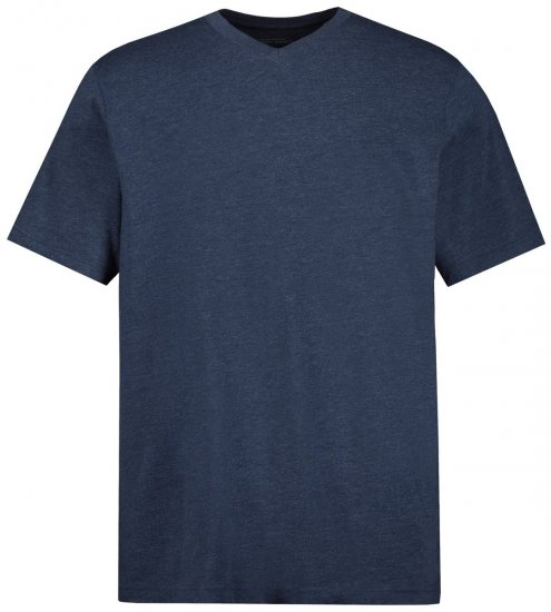 JP1880 702415 T-shirt de decote em V Azul médio mesclado - T-shirts - T-shirts Homem Tamanhos Grandes