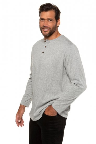 JP1880 702555 T-shirt Henley de manga comprida Cinzento mesclado - T-shirts - T-shirts Homem Tamanhos Grandes