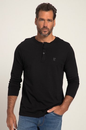 JP1880 702555 T-shirt Henley de manga comprida Preto - T-shirts - T-shirts Homem Tamanhos Grandes