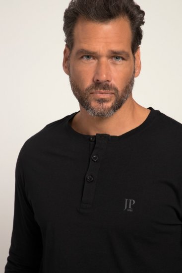 JP1880 702555 T-shirt Henley de manga comprida Preto - T-shirts - T-shirts Homem Tamanhos Grandes
