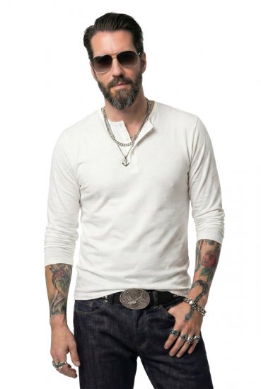 JP1880 702555 T-shirt Henley de manga comprida Branco - T-shirts - T-shirts Homem Tamanhos Grandes