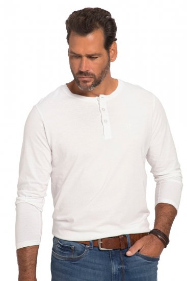 JP1880 702555 T-shirt Henley de manga comprida Branco - T-shirts - T-shirts Homem Tamanhos Grandes