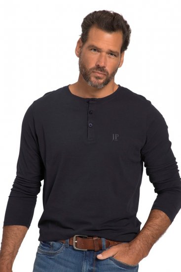 JP1880 702555 T-shirt Henley de manga comprida Azul-marinho - T-shirts - T-shirts Homem Tamanhos Grandes