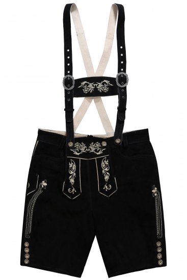 JP1880 Genuine Leather Traditional Lederhosen Shorts Black - Calções - Calções Homem Tamanhos Grandes