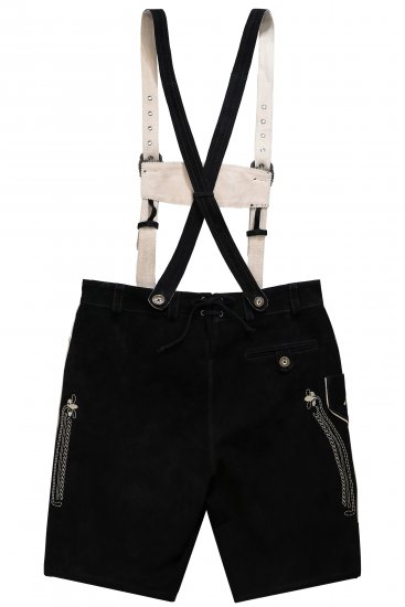 JP1880 Genuine Leather Traditional Lederhosen Shorts Black - Calções - Calções Homem Tamanhos Grandes
