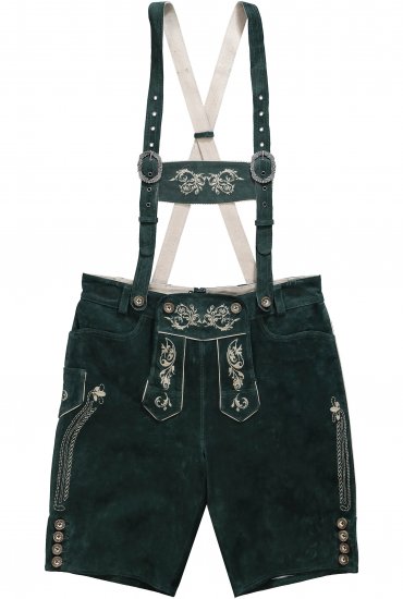JP1880 Genuine Leather Traditional Lederhosen Shorts Green - Calções - Calções Homem Tamanhos Grandes