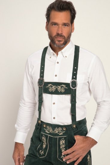 JP1880 Genuine Leather Traditional Lederhosen Shorts Green - JP1880 - JP1880 Roupa Homem Tamanhos Grandes