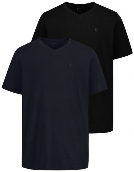 JP1880 711318 T-shirt de decote em V pack de 2 Preto - T-shirts - T-shirts Homem Tamanhos Grandes