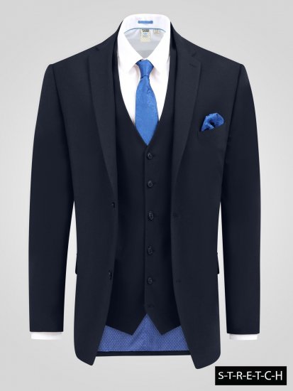 D555 Ted 4 Way Stretch Tailored Suit Jacket Azul-marinho - Fatos - Fatos de Homem Tamanhos Grandes