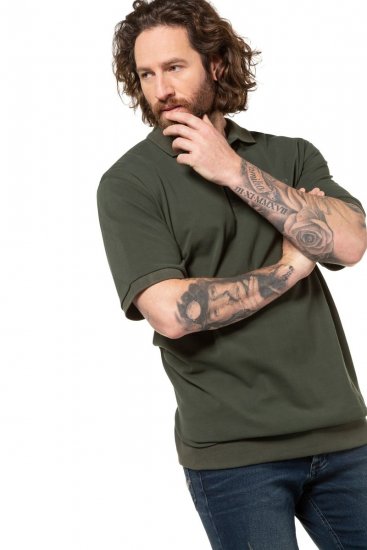 JP1880 712617 Polo com corte para barriga Azeitona escuro - Pólos - Pólos Tamanhos Grandes Homem