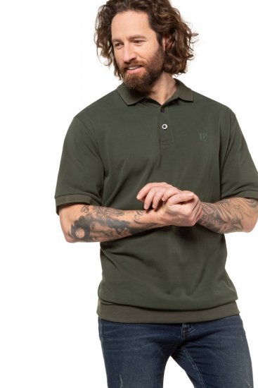 JP1880 712617 Polo com corte para barriga Azeitona escuro - Pólos - Pólos Tamanhos Grandes Homem
