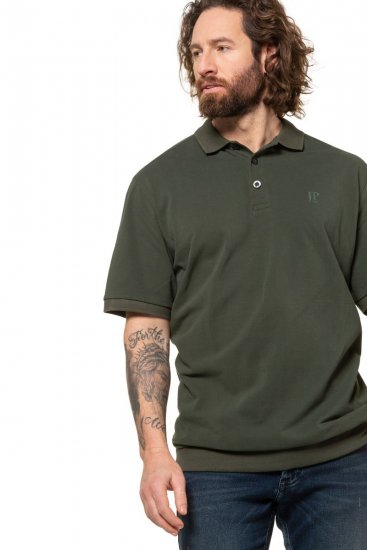 JP1880 712617 Polo com corte para barriga Azeitona escuro - Pólos - Pólos Tamanhos Grandes Homem