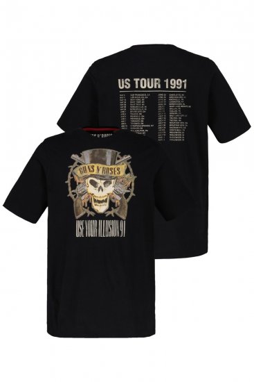 JP1880 Guns N’ Roses Skull Comfort Fit Band T-Shirt Black - T-shirts - T-shirts Homem Tamanhos Grandes