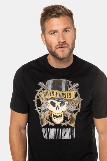 JP1880 Guns N’ Roses Skull Comfort Fit Band T-Shirt Black - T-shirts - T-shirts Homem Tamanhos Grandes