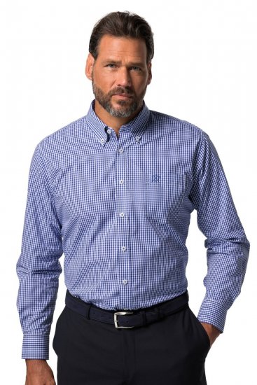 JP1880 722859 Camisa aos quadrados de manga comprida Azul claro - Camisas - Camisas Homem Tamanhos Grandes