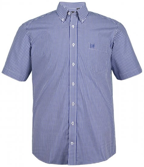 JP1880 722860 Camisa aos quadrados de manga curta Azul claro - Camisas - Camisas Homem Tamanhos Grandes