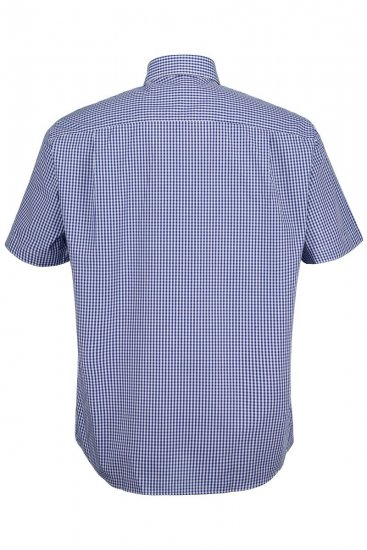 JP1880 722860 Camisa aos quadrados de manga curta Azul claro - Camisas - Camisas Homem Tamanhos Grandes