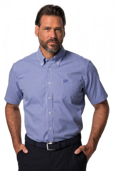 JP1880 722860 Camisa aos quadrados de manga curta Azul claro - Camisas - Camisas Homem Tamanhos Grandes