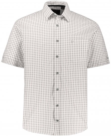 JP1880 Modern Fit Check Print Short Sleeve Shirt Grey - Camisas - Camisas Homem Tamanhos Grandes