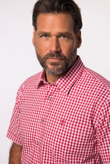 JP1880 Shirt Traditional Checked Short Sleeve Red - Camisas - Camisas Homem Tamanhos Grandes