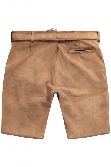 JP1880 Premium Goat Suede Staghorn Embroidery Shorts Leather Brown - Calções - Calções Homem Tamanhos Grandes