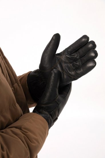 JP1880 Gloves Leather Warm Lining Black - Luvas - 