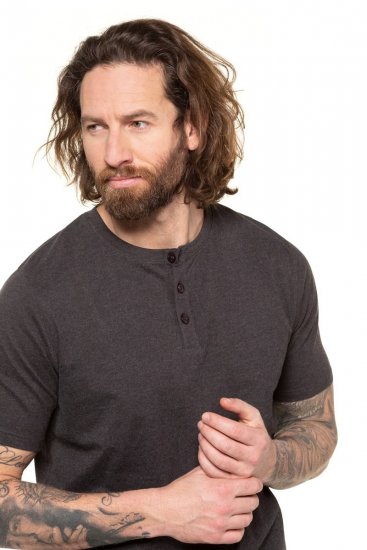 JP1880 726695 T-shirt Henley Cinzento escuro - T-shirts - T-shirts Homem Tamanhos Grandes
