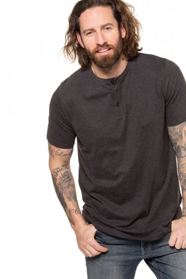 JP1880 726695 T-shirt Henley Cinzento escuro - T-shirts - T-shirts Homem Tamanhos Grandes