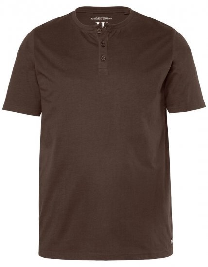 JP1880 Henley Basic T-Shirt with Buttons Brown - T-shirts - T-shirts Homem Tamanhos Grandes
