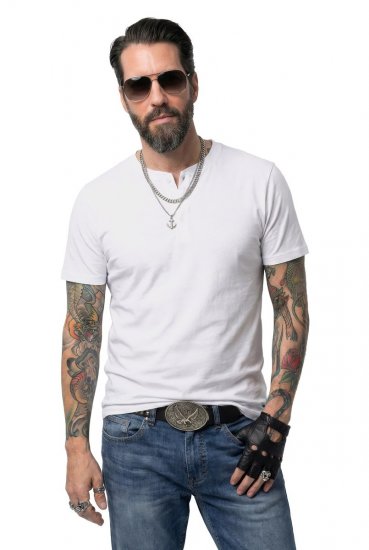 JP1880 726695 T-shirt Henley Branco - T-shirts - T-shirts Homem Tamanhos Grandes
