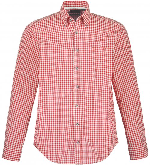 JP1880 Modern Fit Button-Down Collar Long Sleeve Check Shirt Light Red - Camisas - Camisas Homem Tamanhos Grandes
