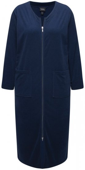 Ulla Popken 749967 Roupão turco com fecho Azul-marinho - Robes & roupões - 
