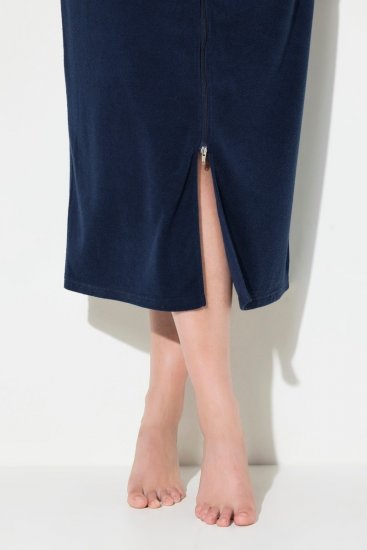 Ulla Popken 749967 Roupão turco com fecho Azul-marinho - Robes & roupões - 