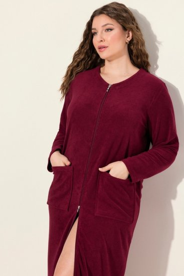 Ulla Popken 749967 Roupão turco com fecho Bordô - Robes & roupões - 