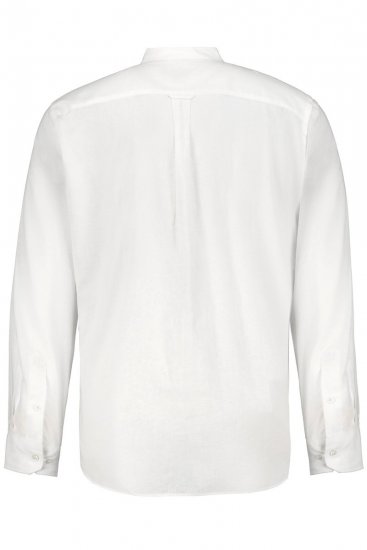 JP1880 790394 Camisa de linho misto de manga comprida com gola alta Branco TALL - TALL camisas - Camisas TALL para Homens Altos