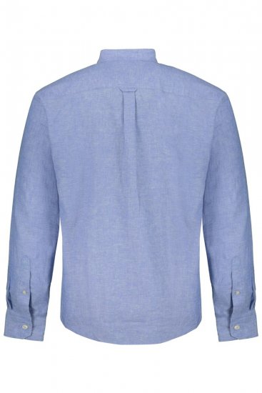 JP1880 790394 Camisa de linho misto de manga comprida com gola alta Azul acinzentado TALL - TALL camisas - Camisas TALL para Homens Altos
