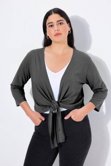Ulla Popken 794514 Bolero de jersey com nó Antracite - Boleros - 
