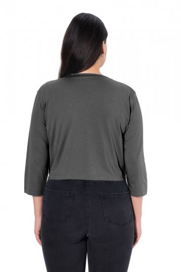 Ulla Popken 794514 Bolero de jersey com nó Antracite - Boleros - 