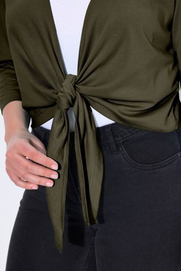 Ulla Popken 794514 Bolero de jersey com nó Verde escuro - Boleros - 