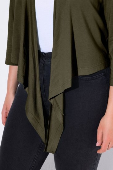 Ulla Popken 794514 Bolero de jersey com nó Verde escuro - Boleros - 