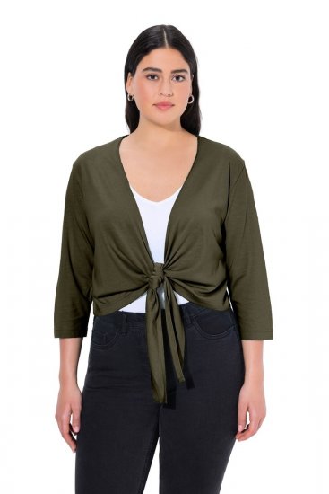 Ulla Popken 794514 Bolero de jersey com nó Verde escuro - Boleros - 
