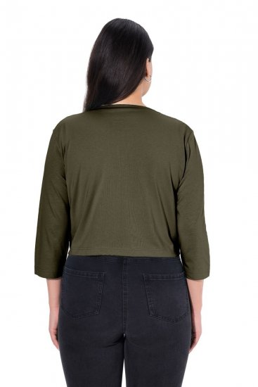 Ulla Popken 794514 Bolero de jersey com nó Verde escuro - Boleros - 