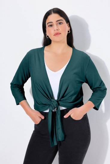 Ulla Popken 794514 Bolero de jersey com nó Petróleo - Boleros - 