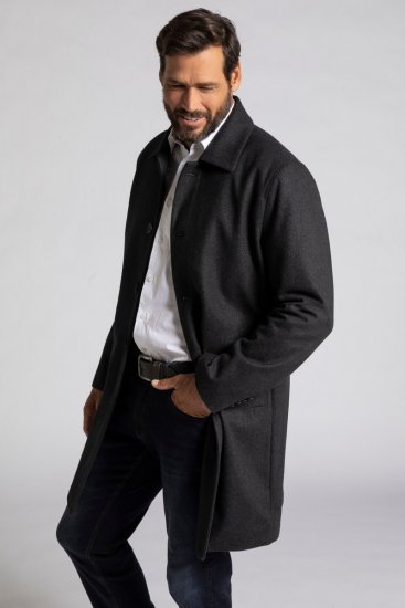 JP1880 795116 Casaco impermeável em lã misturada Antracite TALL - TALL casacos - Casacos TALL para homens altos