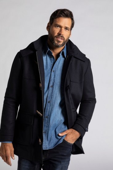 JP1880 Duffle Coat Water Repellent with Detachable Hood Navy - Casacos - Casacos Homem Tamanhos Grandes