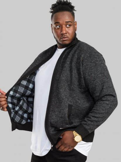 D555 Cavendish Black Jumper With Bonded Fleece Lining And Pocket - Sweatshirts & hoodies - Sweatshirt & Camisolas com Capuz tamanhos grandes