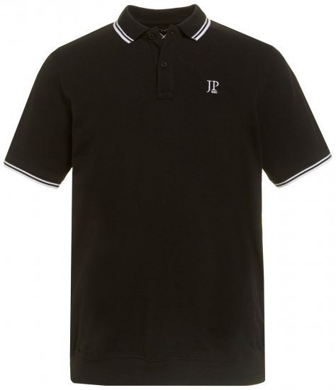 JP1880 802789 Polo com gola de contraste branca Preto - Pólos - Pólos Tamanhos Grandes Homem