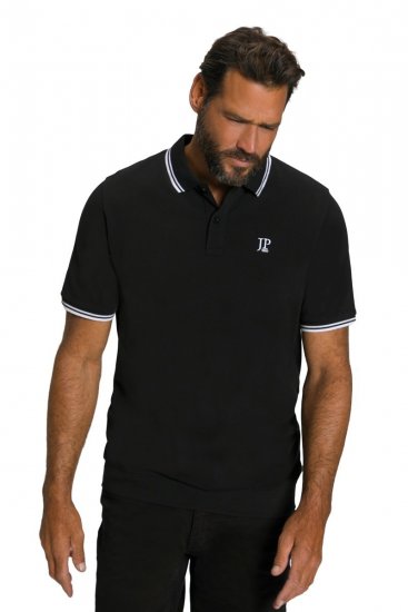 JP1880 802789 Polo com gola de contraste branca Preto - Pólos - Pólos Tamanhos Grandes Homem